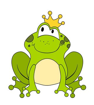 Cute cartoon frog princess or prince isolated on white