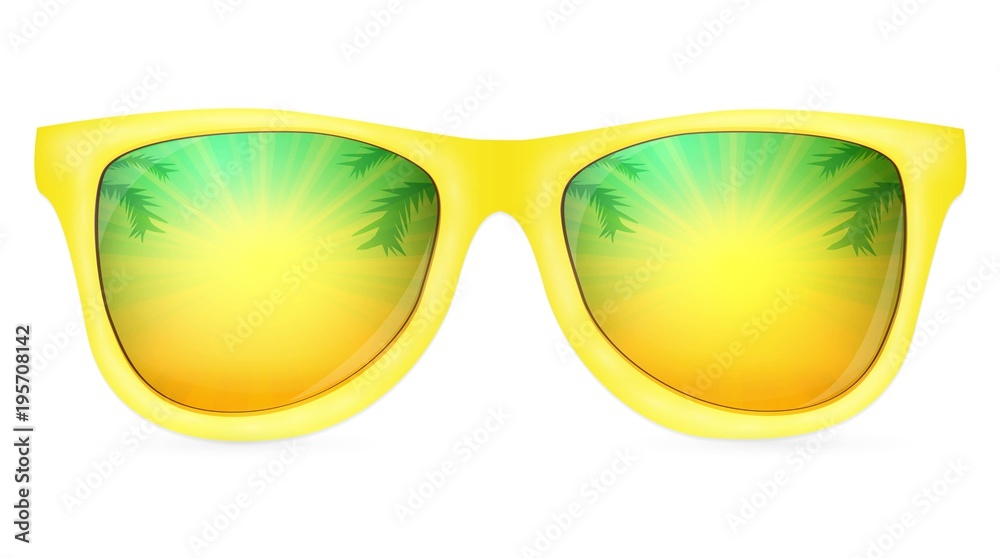 Wall mural realistic yellow sunglasses