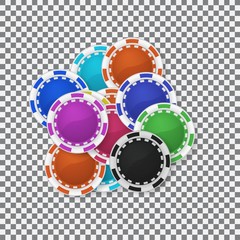 Falling casino chips background, illustration, poker, gambling.