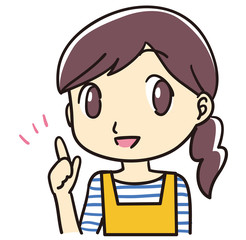 女性　主婦　アイコン　提案　指差し　コミック風	
