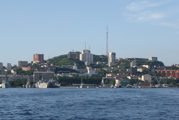 Vladivostok. Close up view from Golden horn bay