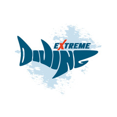 Diving Sign. Shark Shape. Extreme Diving. 