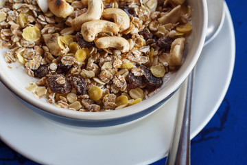 muesli and nuts in yogurt