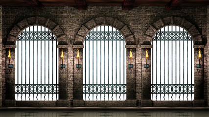 Arches with railings isolated
