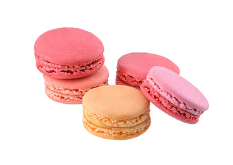 Sweet and colourful french macaroons or macaron, Dessert isolated on white background