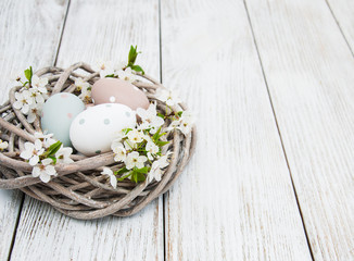 Easter eggs and spring  blossom
