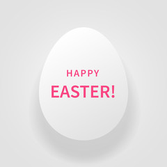 White Easter egg with a drop shadow in the style of paper art