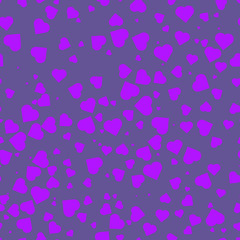 Violet hearts on purple background. Seamless pattern. Vector illustration.