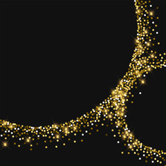Sparkling gold. Abstract crescents with sparkling gold on black background. Stunning Vector illustration.