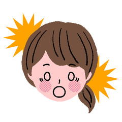 若い女性　顔　表情