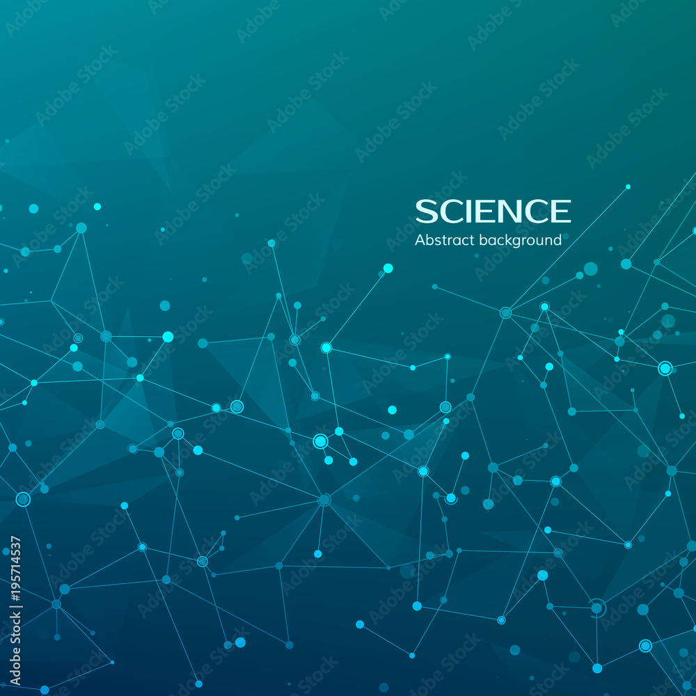Poster technology and science background. abstract web and nodes. medical background. plexus atom structure