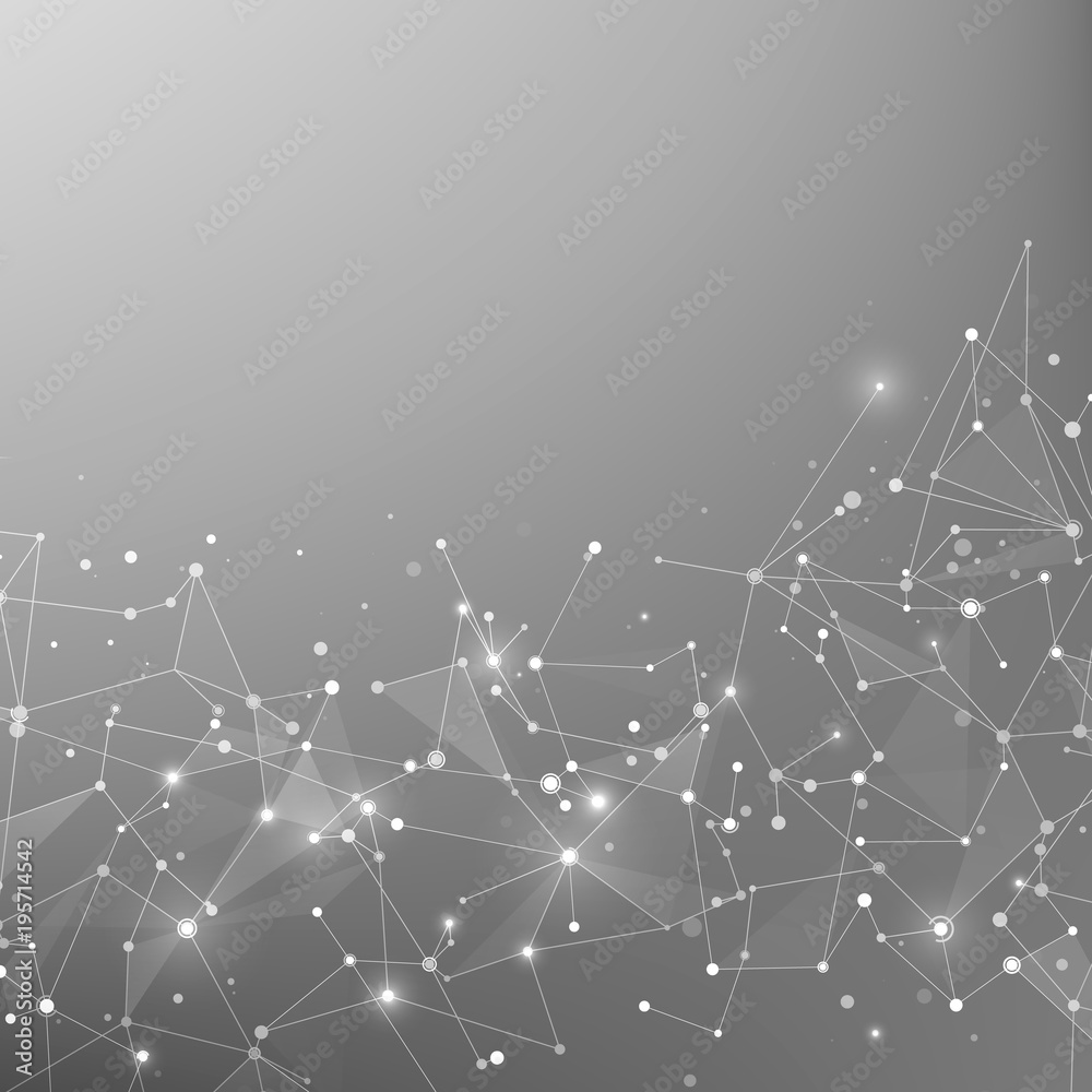Poster technology and science background. polygonal background. abstract web and nodes. plexus atom structu