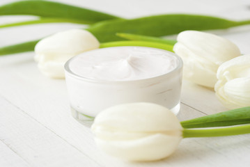 Cream and tulips