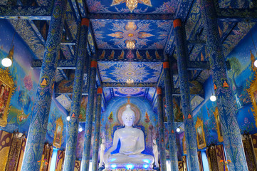 Wat Rong Sue Ten  is unseen blue temple in Chiang Rai.