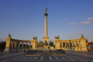 Fototapeta na wymiar Heroes Square in Budapest city, Hungary