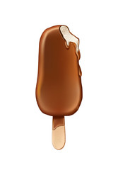 Vector 3d chocolate popsicle stick ice cream bar