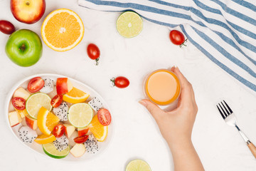 Fresh mixed fruit salad in bowl of salad