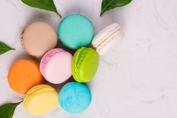 Macaroons dessert. Traditional french colorful macarons