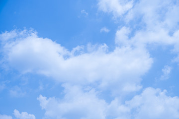Blue sky background with white clouds.