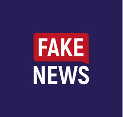 Fake News broadcast logo. Breaking politics news banner. Newspaper cover vector illustration on dark blue background.