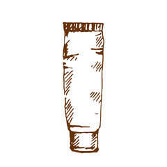 Hand drawn cosmetic tube mock-up for cream, tooth paste, gel, sauce, paint, glue. Sketched mock-up of cosmetic package.