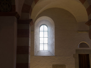 The old and ancient window in dark room