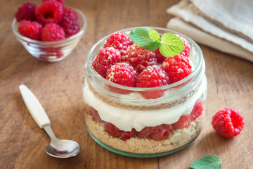 Raspberry Dessert in Jar