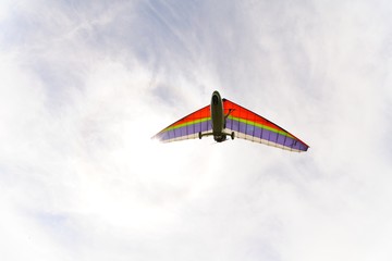 Beautiful color hang glider in the sky
