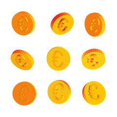 Golden Coins with Euro Symbols