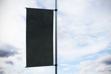 Empty rectangular black flag banner