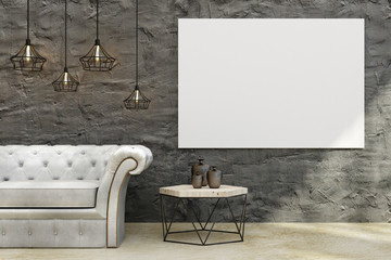 Modern living room with billboard