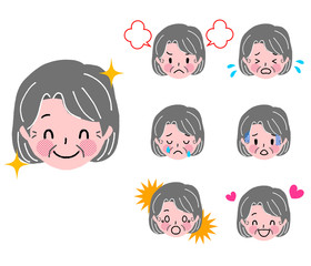 高齢女性　顔　表情　セット