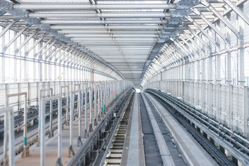 ゆりかもめのレインボーブリッジ区間の天井フェンス