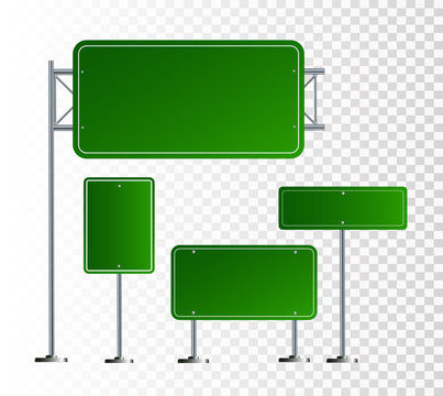 Naklejki Set of road signs isolated on transparent background. Vector illustration