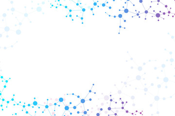 Structure molecule and communication. Dna, atom, neurons. Scientific concept for your design. Connected lines with dots. Medical, technology, chemistry, science background. illustration.