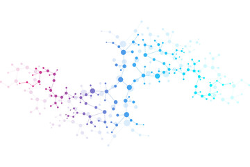 Structure molecule and communication. Dna, atom, neurons. Scientific concept for your design. Connected lines with dots. Medical, technology, chemistry, science background. illustration.