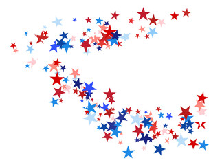 American Patriotic Deign, Vector Blue, Red, White Stars Confetti. Labor, Independence, Memorial Day, 4th of July Election Frame. American Patriotic Design, UK, Australia Freedom Falling Stars Texture.