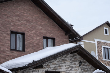 The roofs of houses.