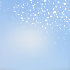 Structure molecule and communication. Dna, atom, neurons. Scientific concept for your design. Connected lines with dots. Medical, technology, chemistry, science background. illustration.