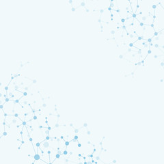 Fototapeta premium Structure molecule and communication. Dna, atom, neurons. Scientific concept for your design. Connected lines with dots. Medical, technology, chemistry, science background. illustration.