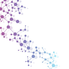 Structure molecule and communication. Dna, atom, neurons. Scientific concept for your design. Connected lines with dots. Medical, technology, chemistry, science background. illustration.