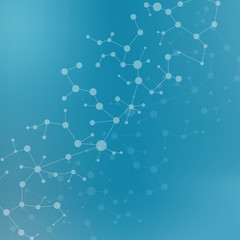 Structure molecule and communication. Dna, atom, neurons. Scientific concept for your design. Connected lines with dots. Medical, technology, chemistry, science background. illustration.