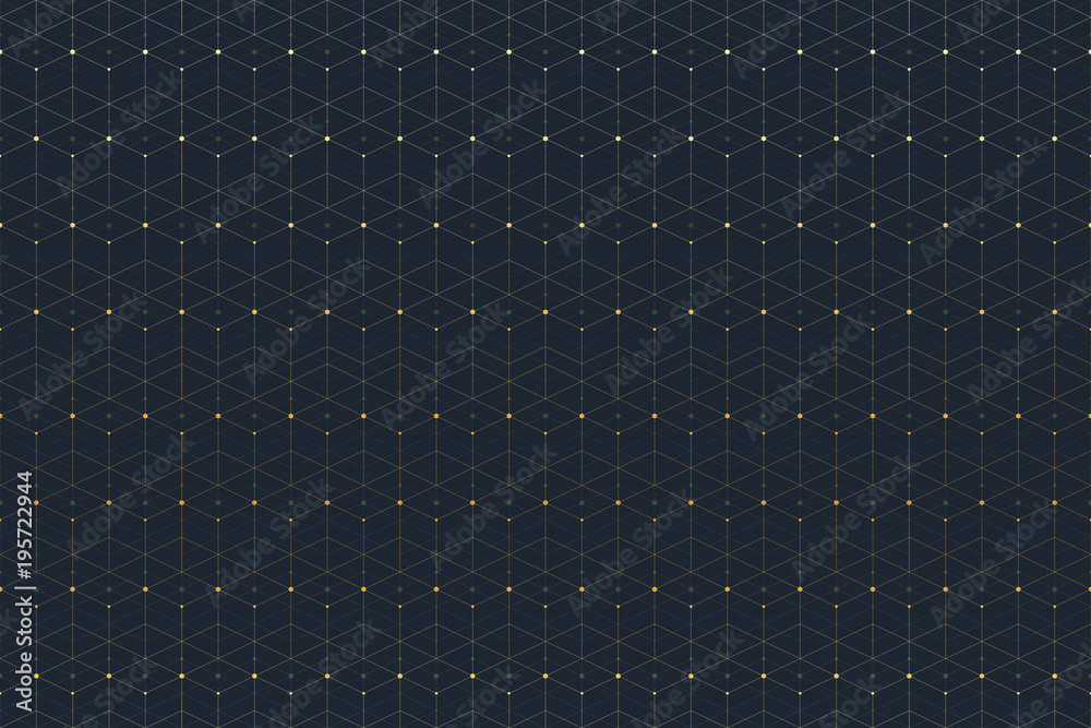 Poster Geometric seamless pattern with connected line and dots. Graphic background connectivity. Modern stylish polygonal backdrop for your design, illustration, raster image.
