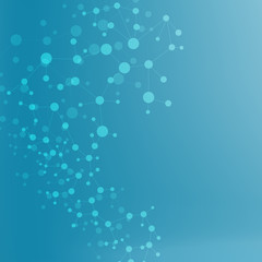 Structure molecule and communication. Dna, atom, neurons. Scientific concept for your design. Connected lines with dots. Medical, technology, chemistry, science background. illustration.