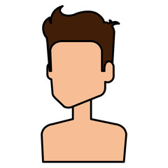 young man shirtless avatar character vector illustration design
