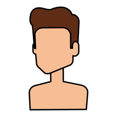 young man shirtless avatar character vector illustration design