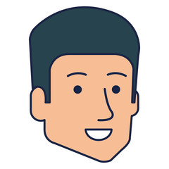 young man head avatar character vector illustration design