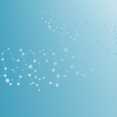 Structure molecule and communication. Dna, atom, neurons. Scientific concept for your design. Connected lines with dots. Medical, technology, chemistry, science background. illustration.