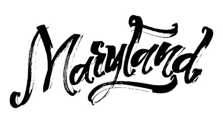 Maryland. Modern Calligraphy Hand Lettering for Serigraphy Print