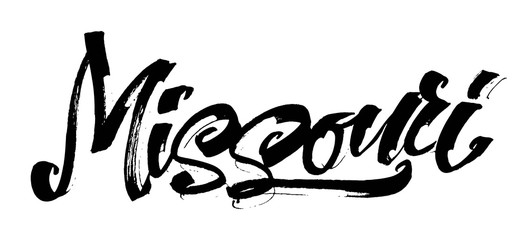 Missouri. Modern Calligraphy Hand Lettering for Serigraphy Print